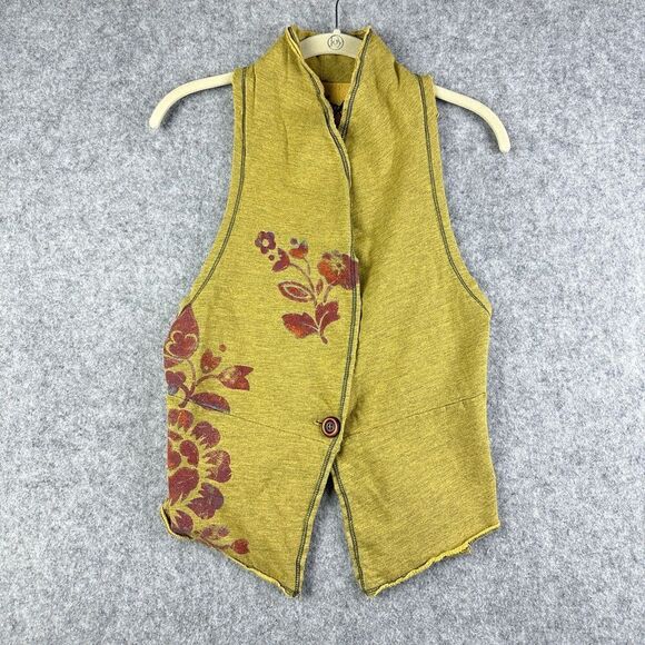 Scrapbook Originals Jackets & Blazers - Scrapbook Originals Vest Top Womens M Gold Mustard Yellow Cutoff Sweatshirt Boho
